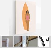 Set of abstract female shapes and silhouettes on retro summer background. Abstract women portraits in pastel colors - Modern Art Canvas - Vertical - 1766265035 - 50*40 Vertical