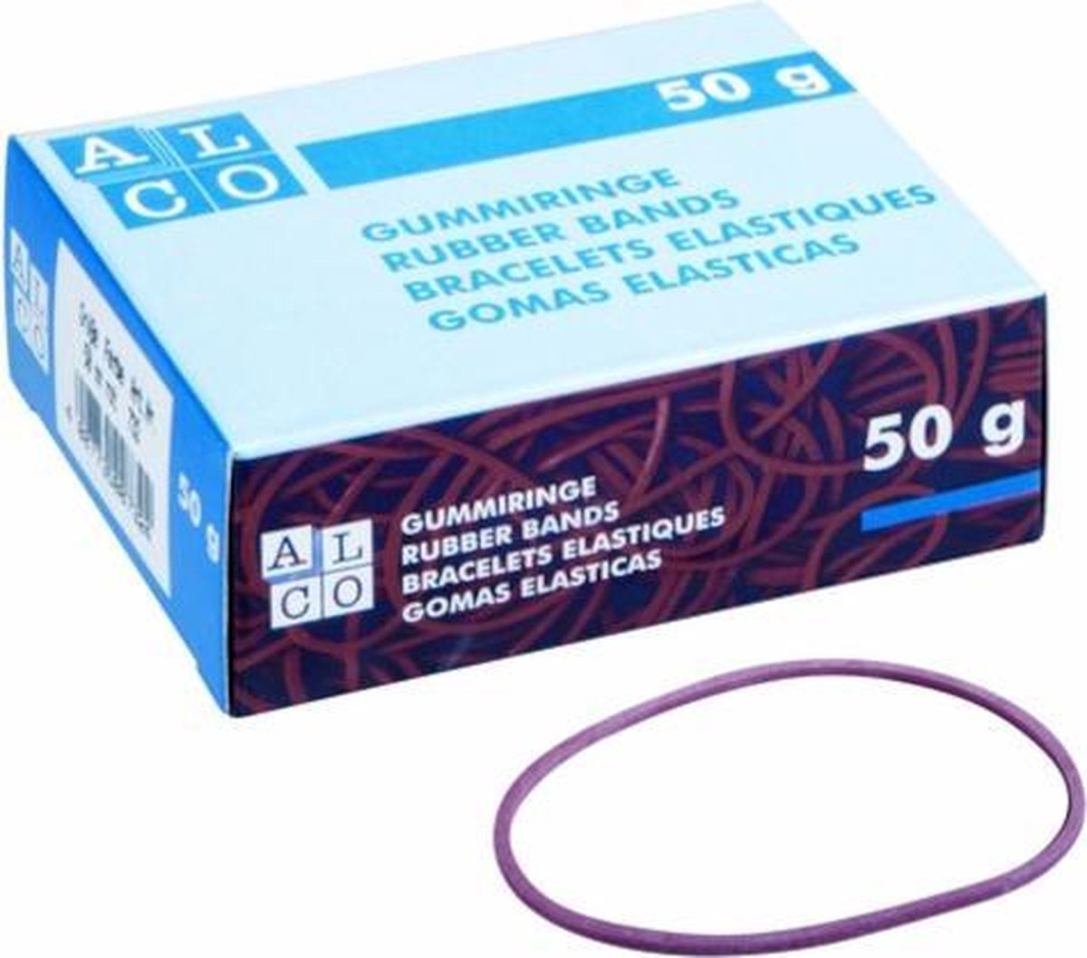 elastieken Alco 200x6mm 500 gram in doos rood. AL-757/2