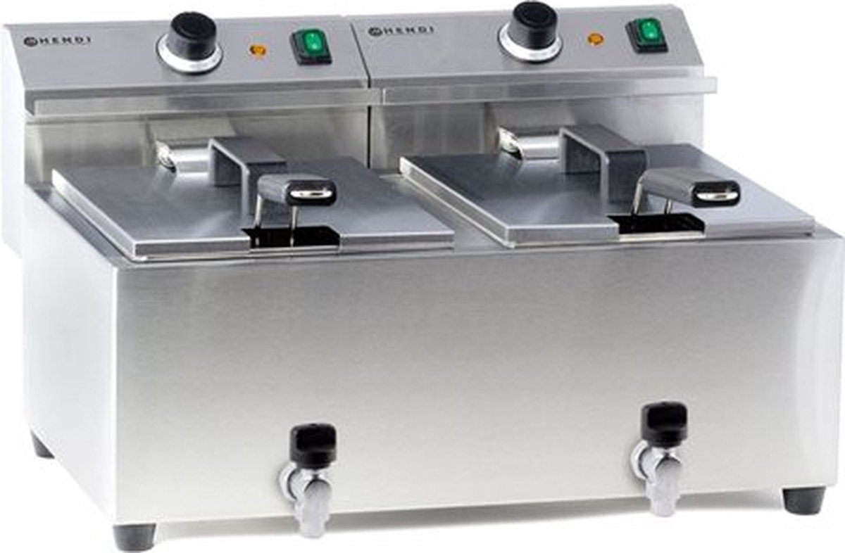Hendi Friteuse Profi Line - Met Aftapkraan - 2x 8 Liter - 605x515x(H)35cm