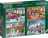 Falcon puzzel Family Time At Christmas - Legpuzzel - 4 x 1000 stukjes