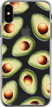 Apple iPhone X/10/XS Telefoonhoesje - Transparant Siliconenhoesje - Flexibel - Met Voedselprint - Avocado