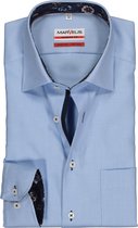 MARVELIS modern fit overhemd - mouwlengte 7 - lichtblauw structuur (contrast) - Strijkvrij - Boordmaat: 45