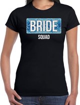 Bride squad t-shirt met panterprint - zwart - dames - vrijgezellenfeest outfit / shirt / kleding L