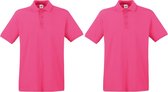2-Pack maat 2XL roze polo shirt premium van katoen voor heren - Polo t-shirts voor heren
