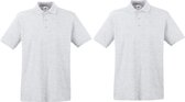 2-Pack maat S lichtgrijs polo shirt premium van katoen voor heren - Polo t-shirts voor heren