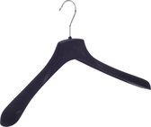 De Kledinghanger Gigant - 160 x Mantel / kostuumhanger kunststof velours zwart met schouderverbreding, 48 cm