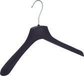 De Kledinghanger Gigant - 40 x Mantel / kostuumhanger kunststof velours zwart met schouderverbreding, 38 cm