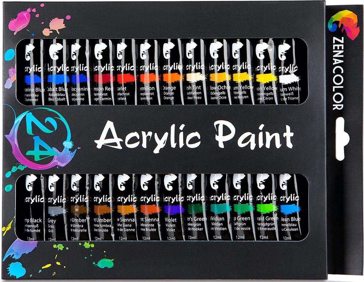 Afbeelding van product Deluxe HB  Acrylverf Set - Set van acrylverf - 12 ml elk, op water gebaseerd (WK 02128)