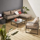 Loungeset ACATIUM - modulaire loungeset van aluminium - 5 zitplaatsen - antraciet/taupe