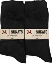 Sukats® Smart Casual Sokken - Katoenen Sokken - 100% Katoen - Meerdere Maten - 6 Paar - Zwart - Maat 39-42