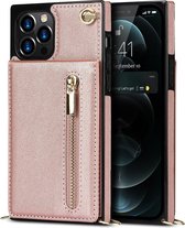 Hoesje geschikt voor Samsung Galaxy S20 FE - Backcover - Pasjeshouder - Portemonnee - Koord - Kunstleer - Rose Goud
