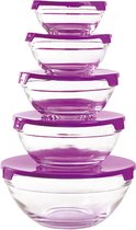 Herzberg HG-5007;Transparent glass bowls Set 10pcs Purple