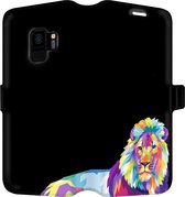 Samsung Galaxy S9 Telefoonhoesje - Portemonneehoesje  - Met pasjeshouder - Met Dierenprint - Leeuw - Paars