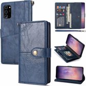Samsung Galaxy S21 Ultra Luxe Book Case Hoesje met Koord - PU Leer - Pasjeshouder - Magnetische Sluiting - Samsung Galaxy S21 Ultra - Blauw