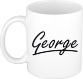 George naam cadeau mok / beker met sierlijke letters - Cadeau collega/ vaderdag/ verjaardag of persoonlijke voornaam mok werknemers