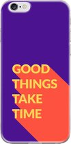 Apple iPhone 6/6S Telefoonhoesje - Transparant Siliconenhoesje - Flexibel - Met Quote - Good Things - Paars