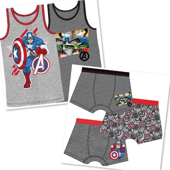 Ensemble de sous-vêtements Marvel Avengers 5 pièces - 3x boxer + 2x chemise  - Katoen -... | bol