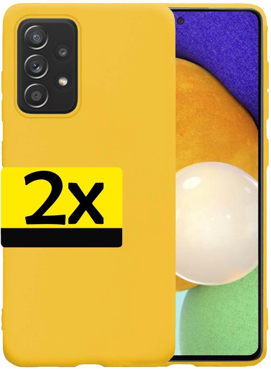 Hoesje - 2 Stuks - Geschikt voor Samsung Galaxy A52 - Sterk & Shockproof - Case Siliconen - Back Cover - Telefoon Hoes - Telefoonhoesjes - Geel