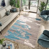 Tapiso Fiesta Vloerkleed Woonkamer Blauw Grijs Tapijt Maat- 180x260