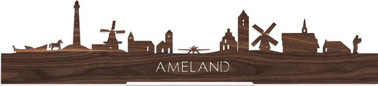 Standing Skyline Ameland Notenhout - 40 cm - Woon decoratie om neer te zetten en om op te hangen - Meer steden beschikbaar - Cadeau voor hem - Cadeau voor haar - Jubileum - Verjaardag - Housewarming - Aandenken aan stad - WoodWideCities