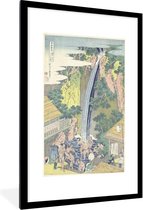 Affiche avec cadre Katsushika Hokusai - La cascade Roben à Oyama dans la province de Sagami - Peinture de Katsushika Hokusai cadre photo noir avec blanc mat xxl - cadre photo noir - 80x120 cm - Affiche avec cadre