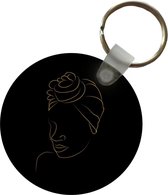 Sleutelhanger - Vrouw - Hoofddoek - Goud - Line art - Plastic - Rond - Uitdeelcadeautjes