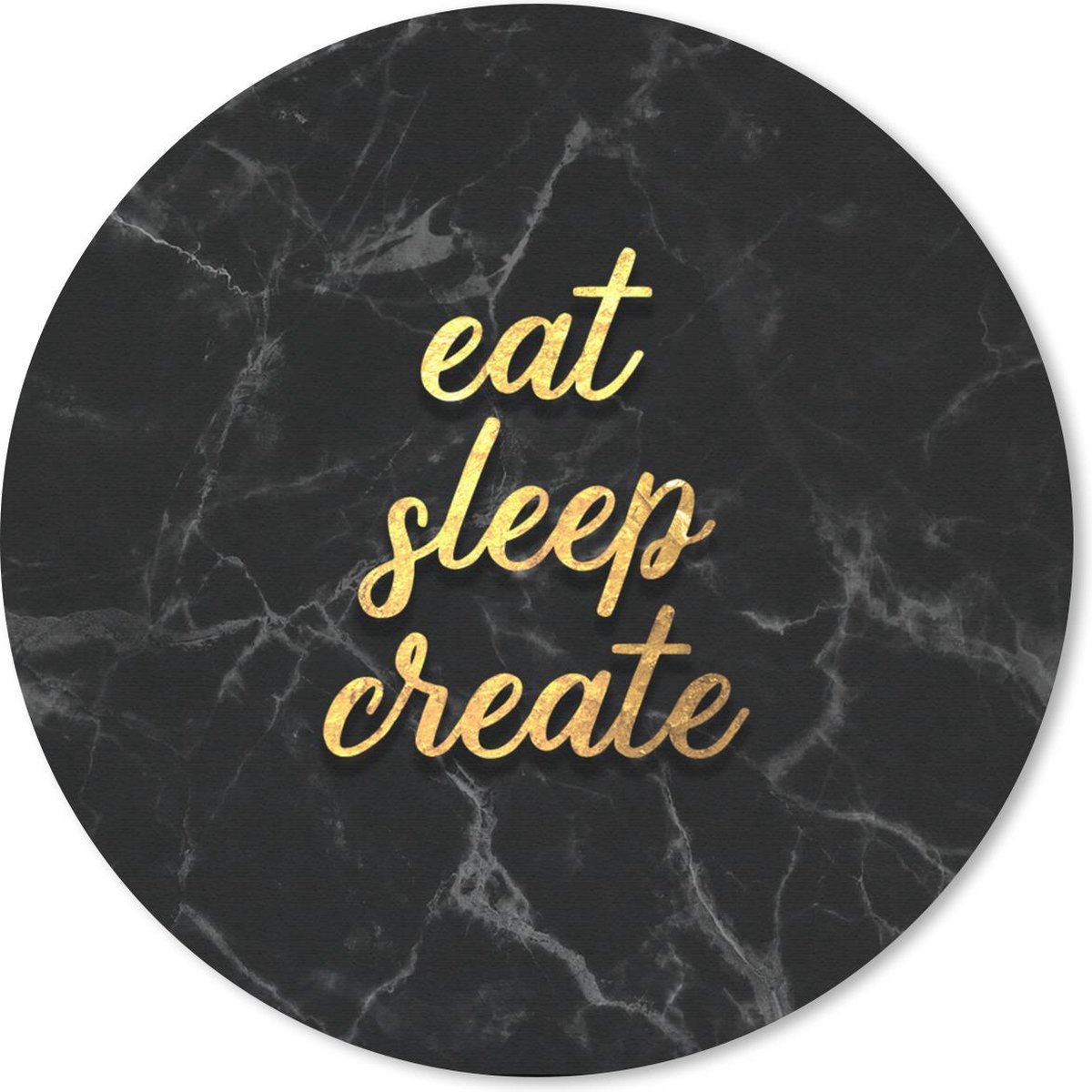 Muismat rond 20x20 cm - Mousepad Quote - Sleep - Goud - Marmer print - Ronde muismatten