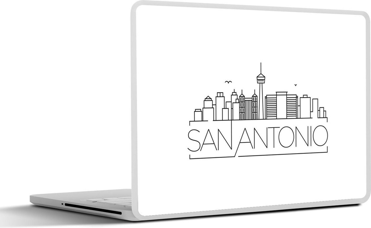 Afbeelding van product SleevesAndCases  Laptop sticker - 15.6 inch - San Antonio - Skyline - Wit