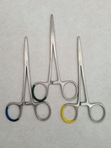 Belux Surgical / Set van 3 Pean arterieklem anatomisch recht 12.5cm RVS / Kleurcodering