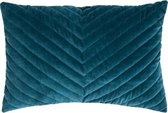 Hoyz | Victory Velvet Dark Turquoise Kussen | 40 X 60 | Sierkussen Voor Woonkamer Of Slaapkamer