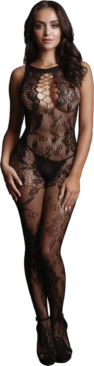 Criss Cross Neck Bodystocking - Black - O/S – Valentijn