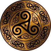 Celtic Tree - Wandcirkel Aluminium - Triskel en keltische patronen - rond 90cm - Zwart - Goud - Pagan - Heidens - Keltisch - Magisch - Muurcirkel - Wanddeco - Dibond