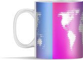 Mok - Moderne wereldkaart kleuren - 350 ml - Beker