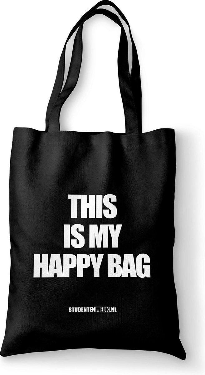 Studentenmeuk - Katoenen Tas -THIS IS MY HAPPY BAG - Shopper - Fair Trade