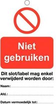 Niet gebruiken waarschuwingslabel 50 x 100mm