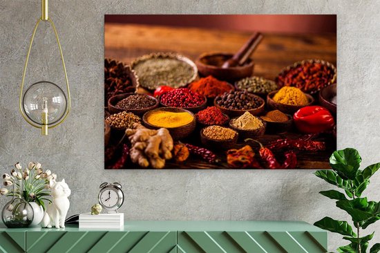 Artaza - Peinture sur toile - Diverse herbes colorées sur la table - 60x40 - Photo sur toile - Impression sur toile
