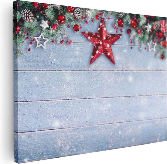 Artaza Canvas Schilderij Kerst Achtergrond Met Sneeuw Op Tafel - 40x30 - Klein - Foto Op Canvas - Canvas Print