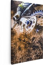 Artaza Canvas Schilderij Motorcross Wiel Met Modder - 40x60 - Poster Foto op Canvas - Canvas Print