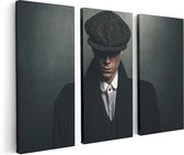 Artaza Canvas Schilderij Drieluik Engelse Gangster Met Een Pet Uit Jaren 1920  - 120x80 - Foto Op Canvas - Canvas Print