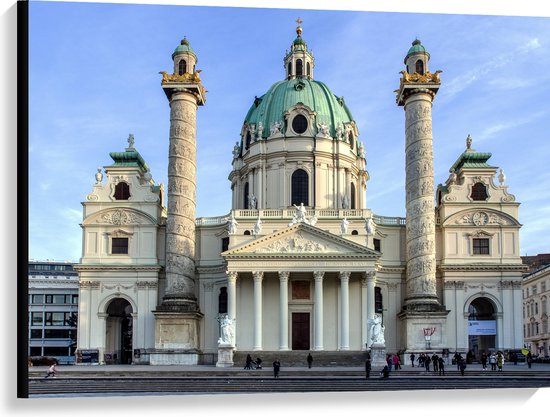 WallClassics - Canvas - Karlskirche Kerk in Oostenrijk - 100x75 cm Foto op Canvas Schilderij (Wanddecoratie op Canvas)