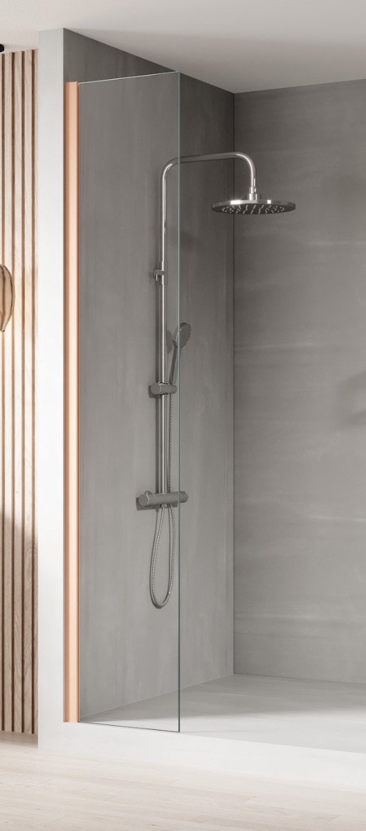 Inloopdouche Florida 40 x 200cm douchewand rose goud