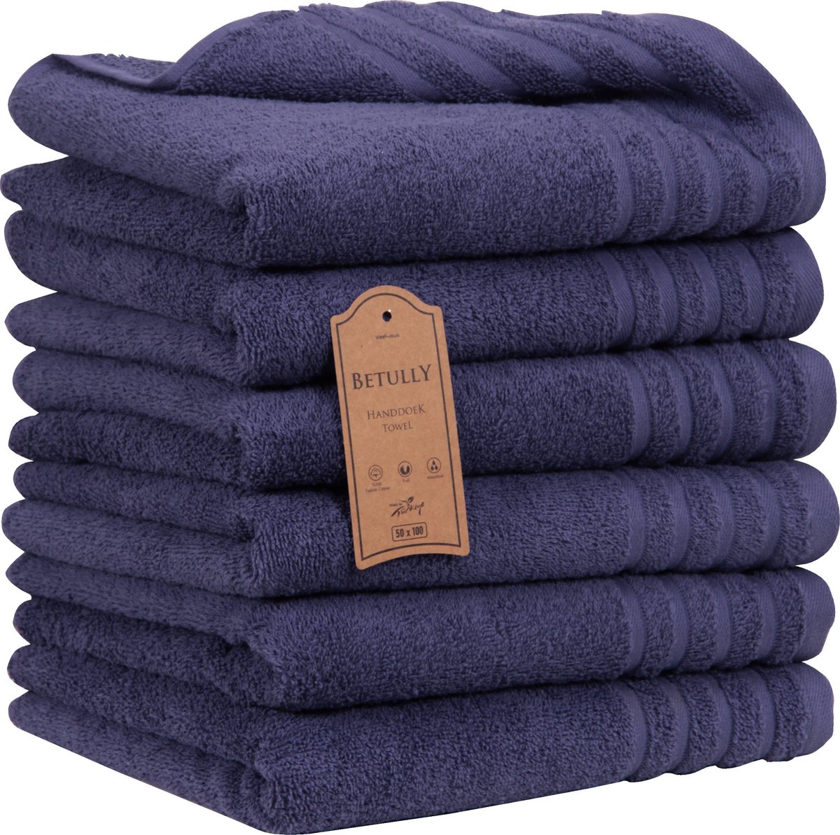 Veehaus Leiroy - Handdoeken 50 x 100 cm - set van 6 - Hotelkwaliteit – Zware kwaliteit 500 g/m2 Blauw