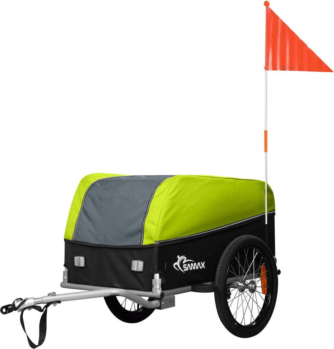SAMAX fietskar-fietsaanhanger-bagagekar-belastbaar tot 40 kg-inhoud 120 liter in groen/grijs - Grey Edition