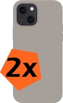 Hoesje Geschikt voor iPhone 14 Plus Hoesje Siliconen Cover Case - Hoes Geschikt voor iPhone 14 Plus Hoes Back Case - 2-PACK - Grijs