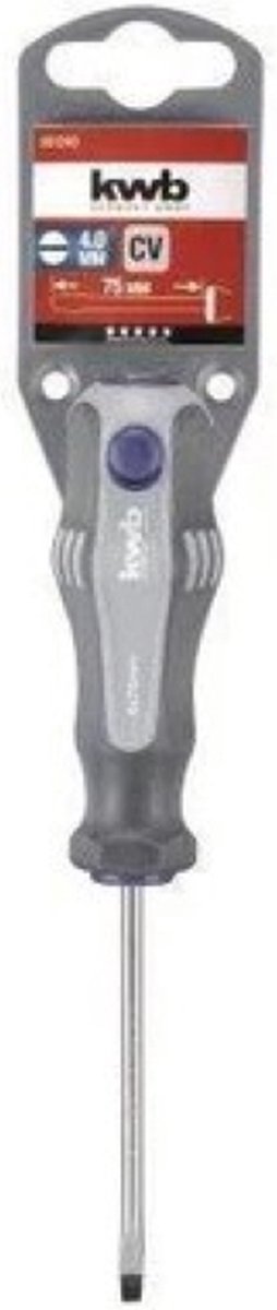 KWB schroevendraaier 4.0 x 75 mm - Sleufkop - Magnetische punt - Softgrip