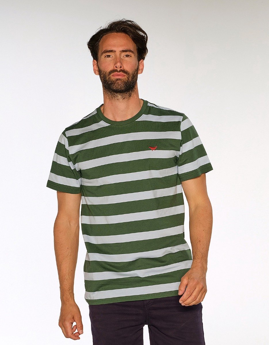 Amagansett Lente/Zomer 2022 T-shirt Big Stripe T-shirt Mannen - Regular fit - Katoen - Groen (XXL)