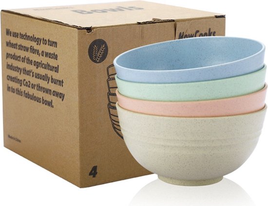 Bols de camping Bio green-goose | 4 Pièces | Matériau à base de plantes durable et lavable au lave-vaisselle