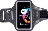 Hoesje Geschikt voor Motorola Edge 20 Lite hardloop telefoonhouder – armband - sportband - van stof - Zwart