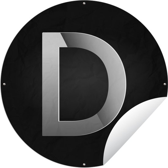 Tuincirkel Een illustratie van de letter D - zwart wit - 90x90 cm - Ronde Tuinposter - Buiten