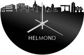 Skyline Klok Helmond Zwart Glanzend - Ø 40 cm - Stil uurwerk - Wanddecoratie - Meer steden beschikbaar - Woonkamer idee - Woondecoratie - City Art - Steden kunst - Cadeau voor hem - Cadeau voor haar - Jubileum - Trouwerij - Housewarming -